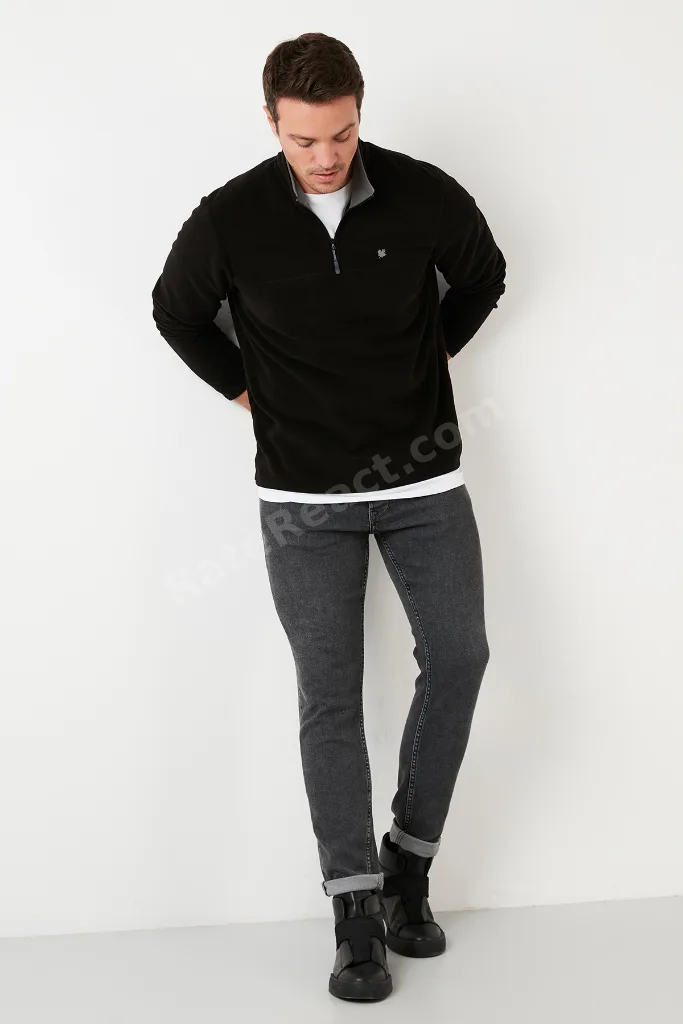 Slim Fit Anti-Pilling Tüylenme Yapmayan Bato Yaka Soğuk Geçirmez Şardonlu Polar Erkek POLAR