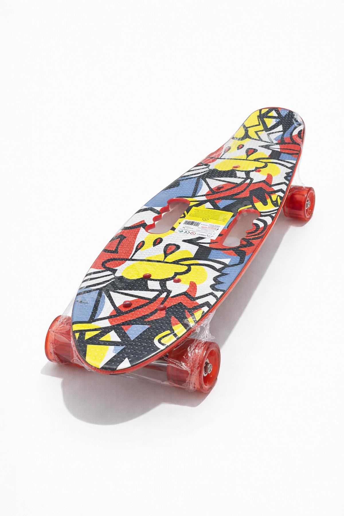 Penny Board Kaykay 80 cm – Çocuk & Gençler İçin Kaymaz Yüzeyli Renkli Tekerlekli – Karışık Desen