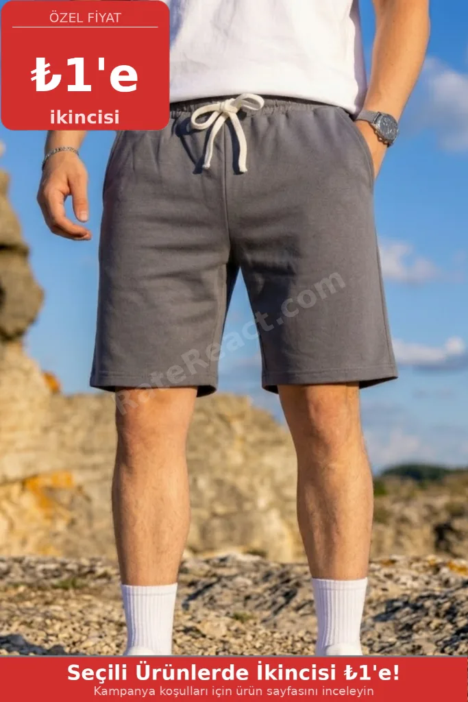Erkek Pamuklu Casual Cepli Bol Füme Şort