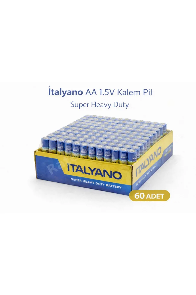 İtalyano AA 1.5V Kalem Pil 60 Adet Super Heavy Duty 15 Paket