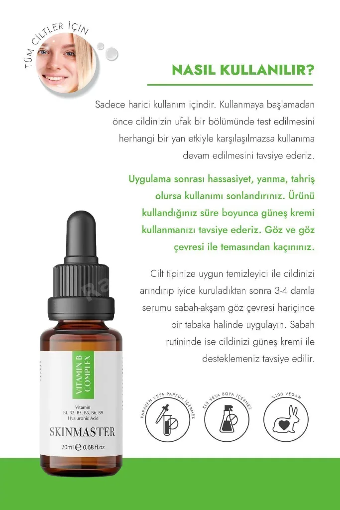 Cilt Yenileyici Cilt Bariyerini Güçlendirmeye Yardımcı Vita-b Complex Serum (%10 Vita-b + Ha)