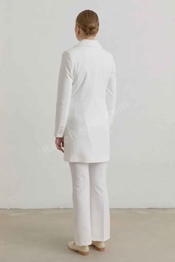 Kruvaze Blazer Ceket - Ekru