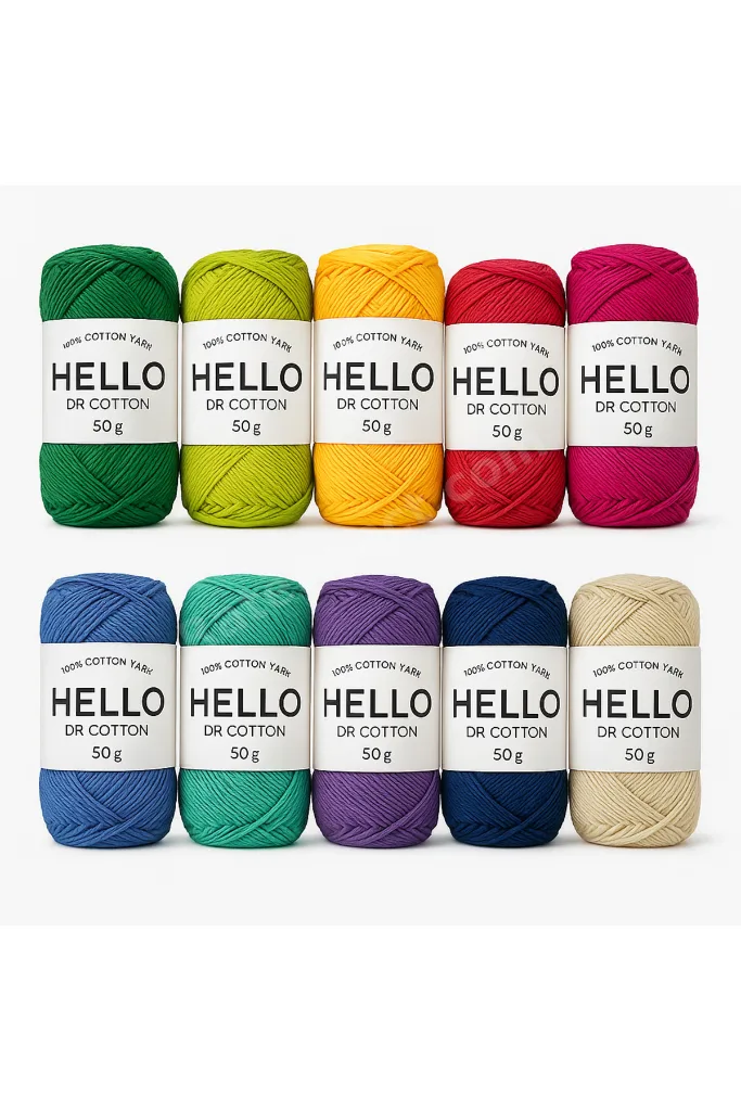 Cotton 50 Gram Canlı Renkler  Punch & Amigurimi İpliği 10'lu Paket %100 Cotton
