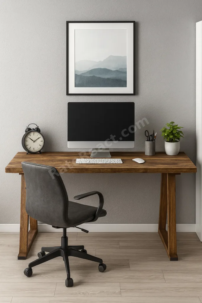 Masif Ahşap Çalışma Masası Ofis Masası Eskitme Ceviz Renk