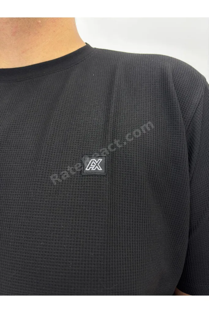 Büyük Beden Sıfır Yaka Waffle Kumaş Basıc Erkek Tshirt