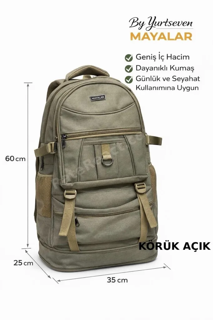 DAĞCI KAMP SIRT ÇANTASI KETEN SAĞLAM KUMAŞ KÖRÜKLÜ 8 CM Renk Tütün