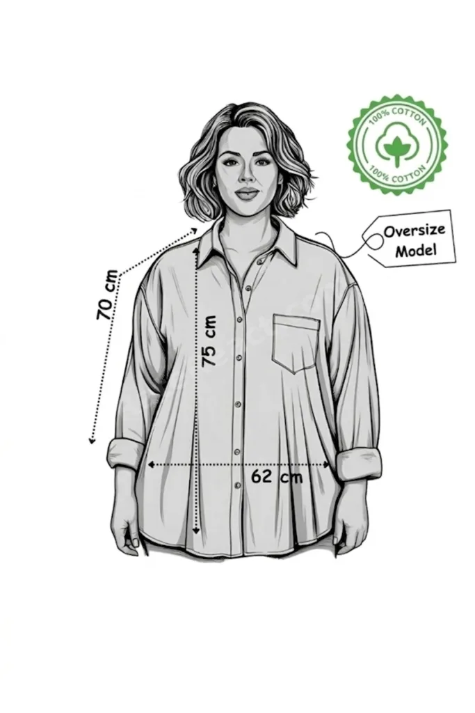Kadın Oversize Lacivert Pamuklu Rahat Keten Gömlek-Yaz Koleksiyonu