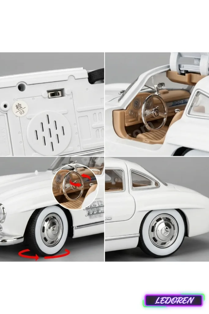 Beyaz Renkli 1954 Mercedes-Benz 300SL 1/24 Diecast Model Araba Metal Klasik Araç