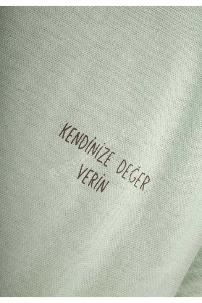 Sloganlı Uzun Kollu T-Shirt 2-10 Yaş Su Yeşili