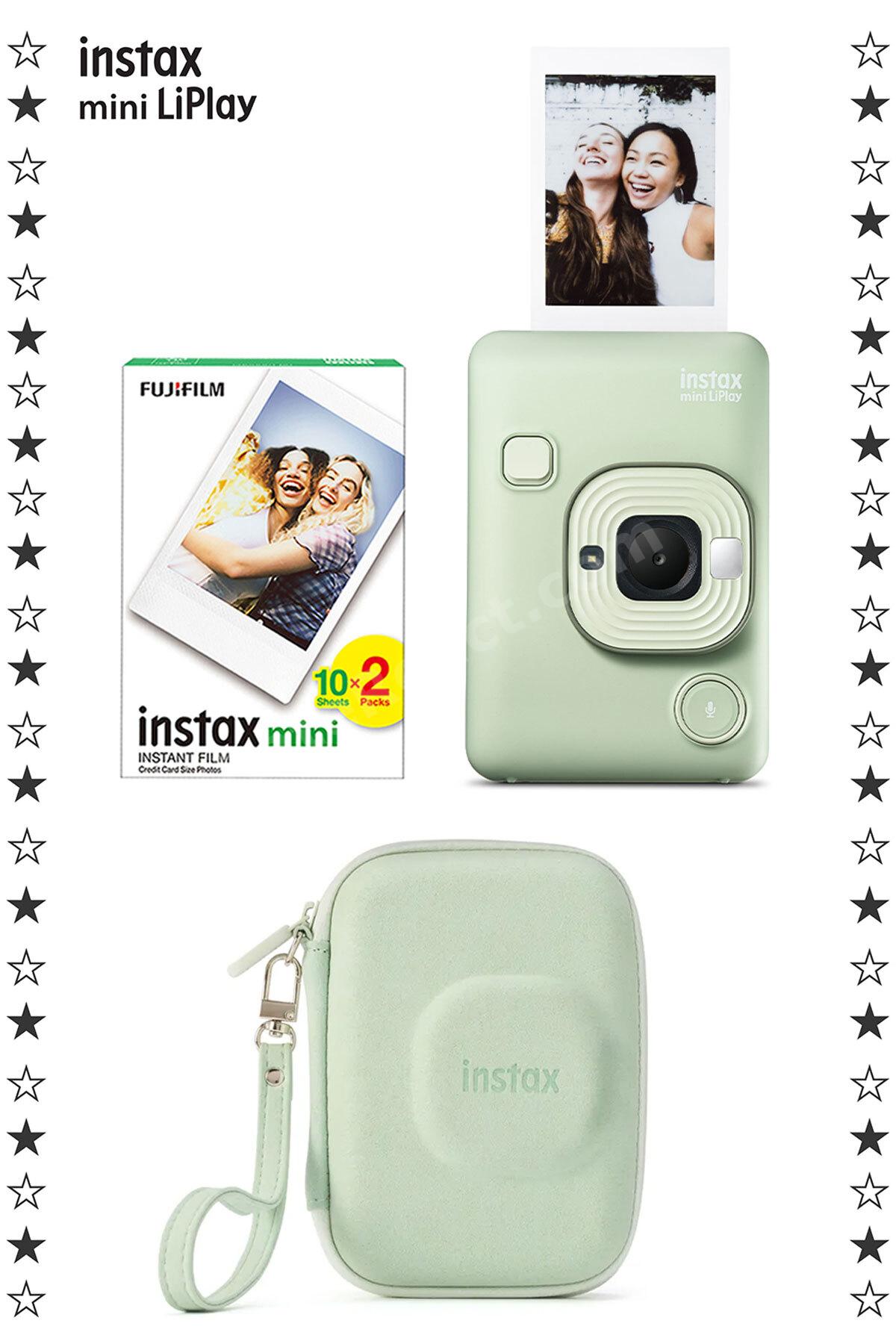 Instax Mini LiPlay Hybrid Matcha Green Fotoğraf Makinesi 20'li Film Çantalı Set