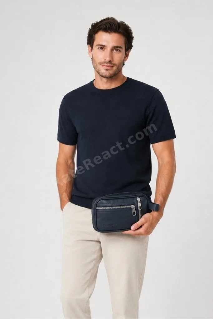 Erkek Siyah Orta Boy Portföy & Clutch & Tıraş El Çantası