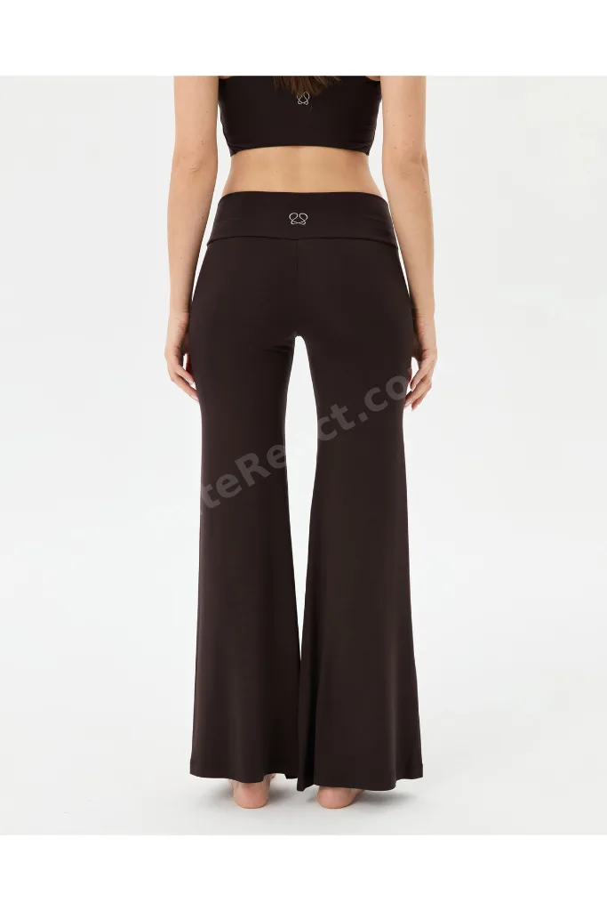 Kahverengi Şortlu Yoga Pantolon Ince Dökümlü Yoga Pantolon