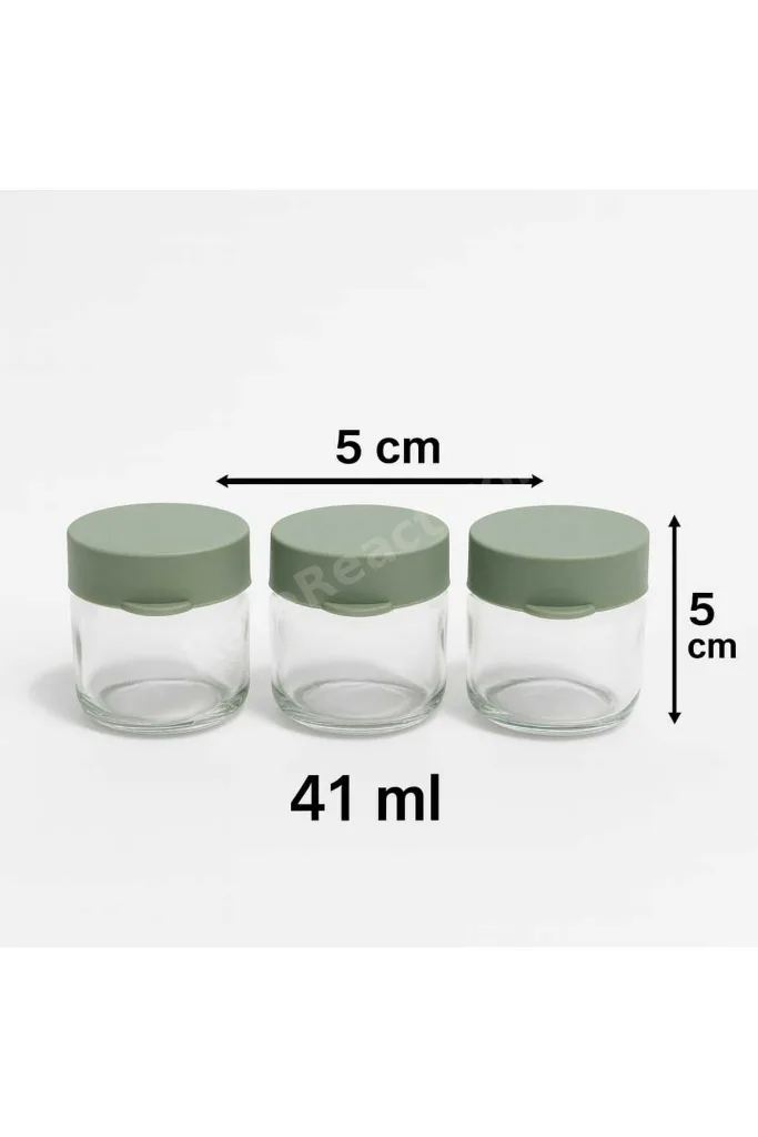 6'LI Mini Cam Kavanoz – 41 ml – Silikon Kapaklı – Mama, Baharat, Reçel ve Sos Saklama Kabı