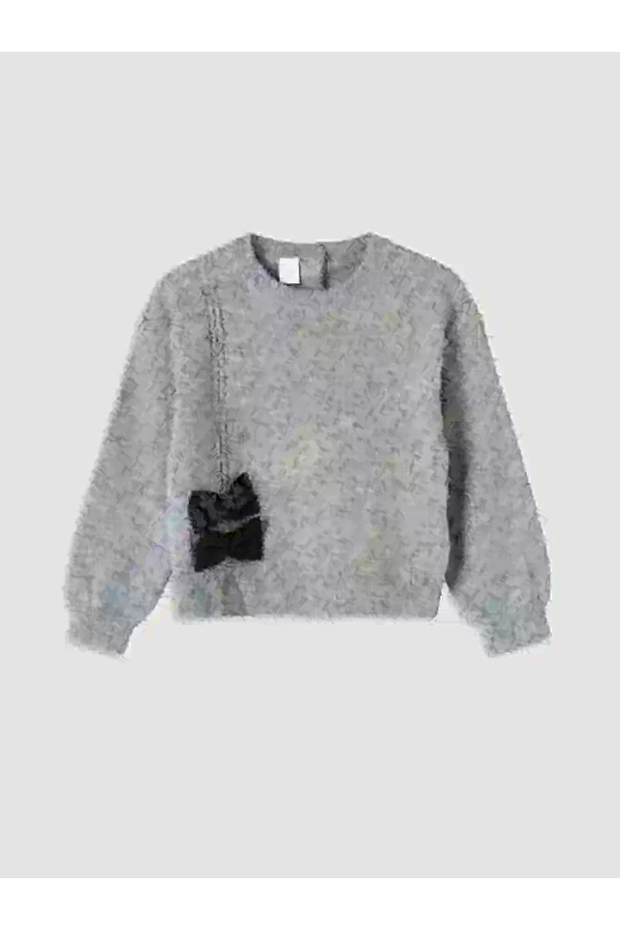 Timeless Clothing & Zamansız Seçimler Fiyonk Detaylı Sıfır Roba Yaka Kız Çocuk Triko Kazak