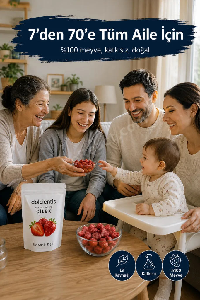 Freeze Dried Çilek 15 g Dondurularak Kurutulmuş Çıtır Çilek Cipsi Şeker İlavesiz