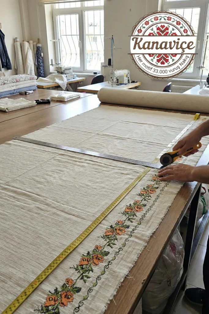 Kanaviçe Nakışlı Kumaş 33.000 Vuruş %100 Pamuk Monika Buldan Bezi 210 cm En