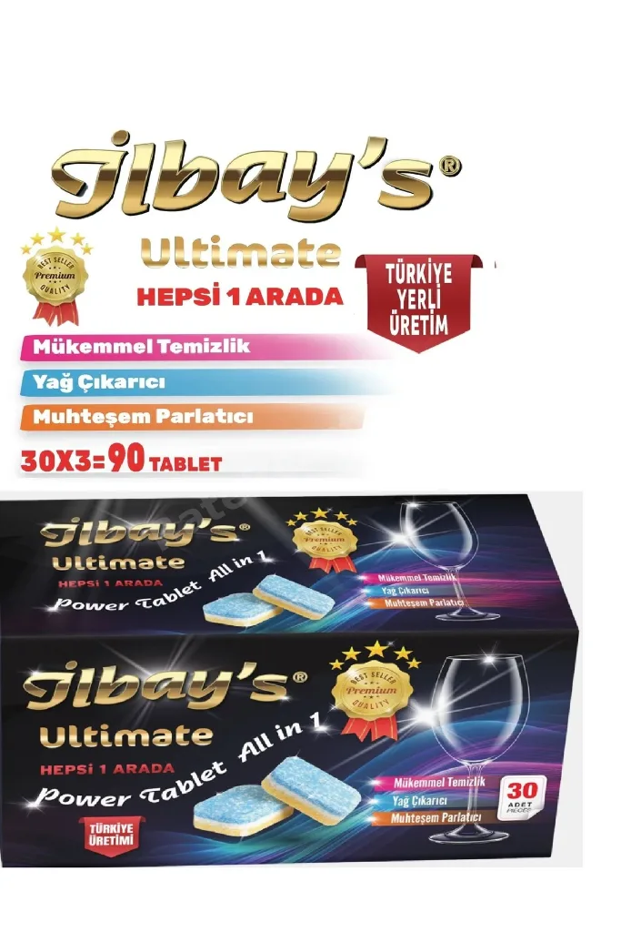 Ultimate Hepsi 1 Arada Bulaşık Makinesi Tableti 3x30=90 Tablet(100% SUDA ERİYEN FİLM)
