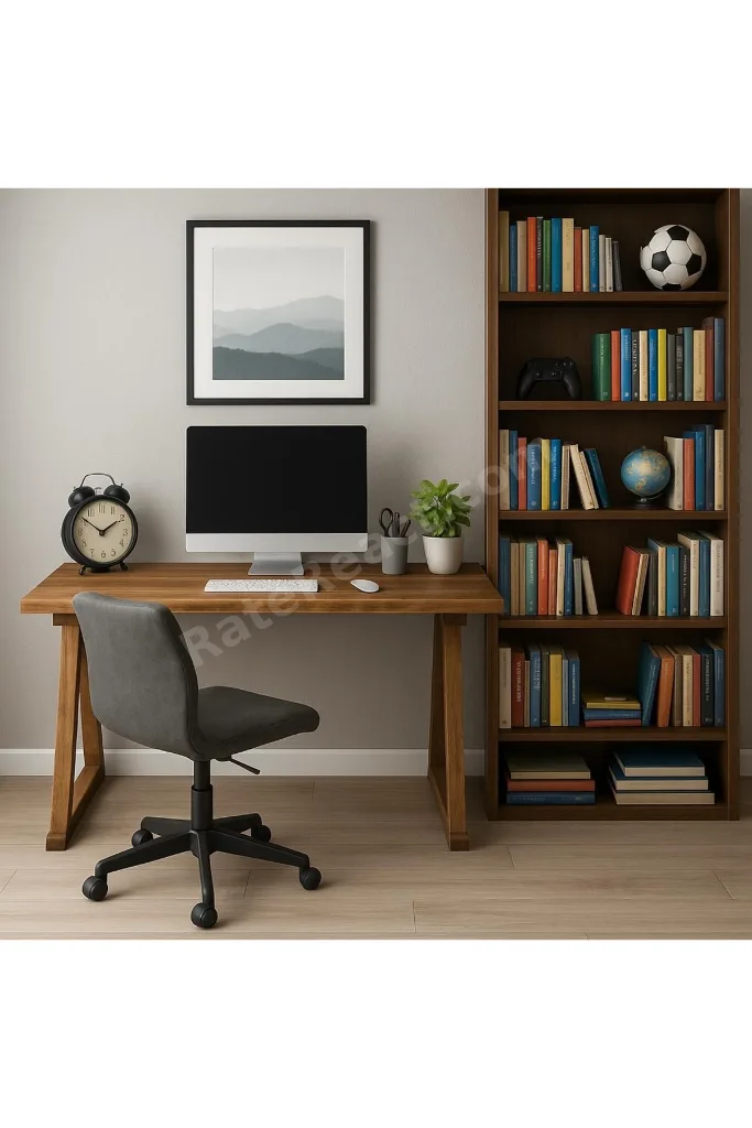 Masif Ahşap Çalışma Masası Ofis Masası Eskitme Ceviz Renk