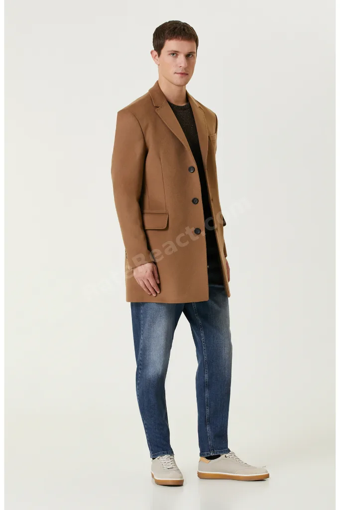 Camel Kaşmir Karışımlı Palto