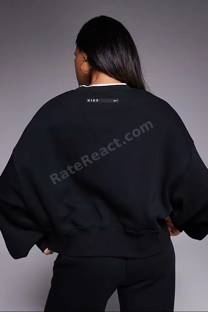 Phoenix Fleece Crew Oversize Womens Sweatshirt Bol Kesim Bisiklet Yaka Kadın Sweatshirt Siyah