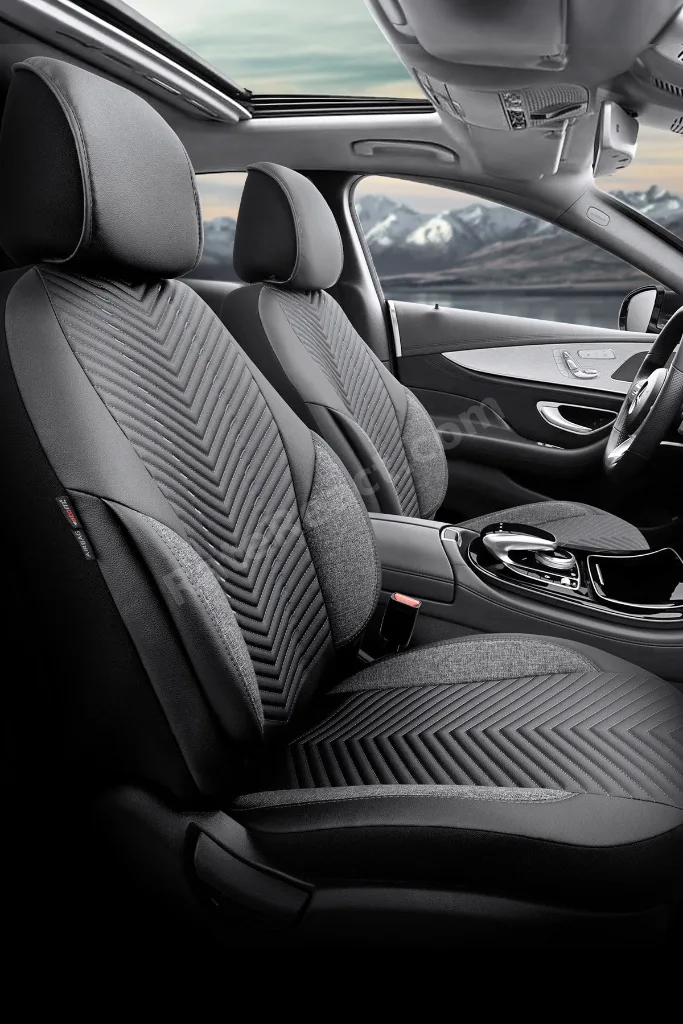 Advanced Design Özel Tasarım Premium Deri-keten Ekstra Destekli Universal Oto Koltuk Kılıfı Tam Set