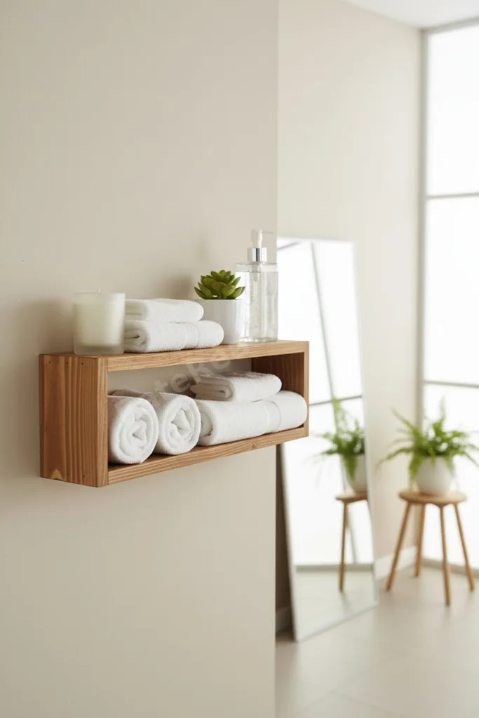 Dekoratif Dikdörtgen Raf Doğal Çam Ağacı (Yükseklik 50 cm X Genişlik 15 cm X Derinlik 8 cm) - renk:N