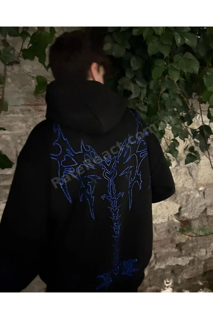 CRYSTALLİNE BLUE SKELETON HOODİE