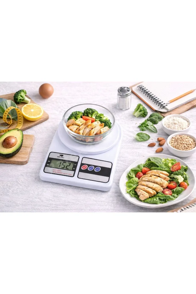 Spor Diyet 2 Li Set Akıllı Dijital Vücut Tartısı+Hassas Mutfak Tartısı Seti LCD Ekran 180 Kg / 10 Kg