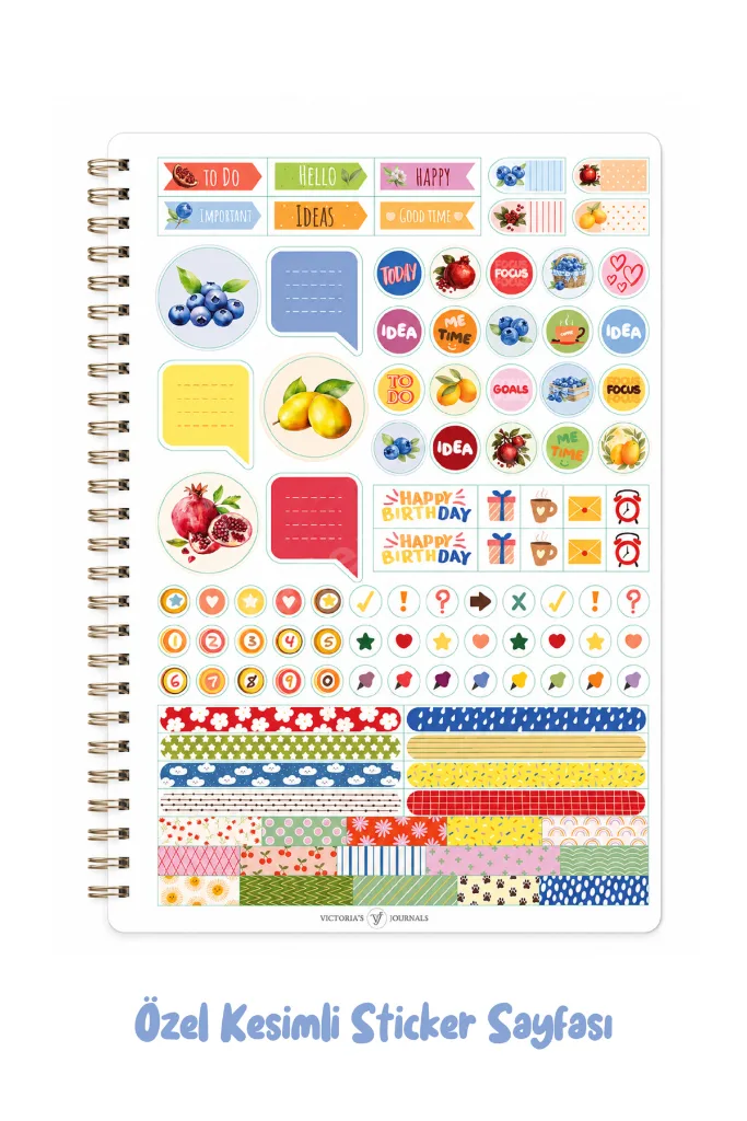 Botanical Collection A5 Premium Spiralli Defter 90gr Düz + Sticker