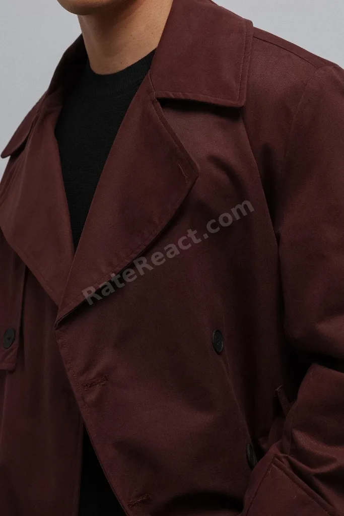 Bordo Relax Fit Erkek Trençkot