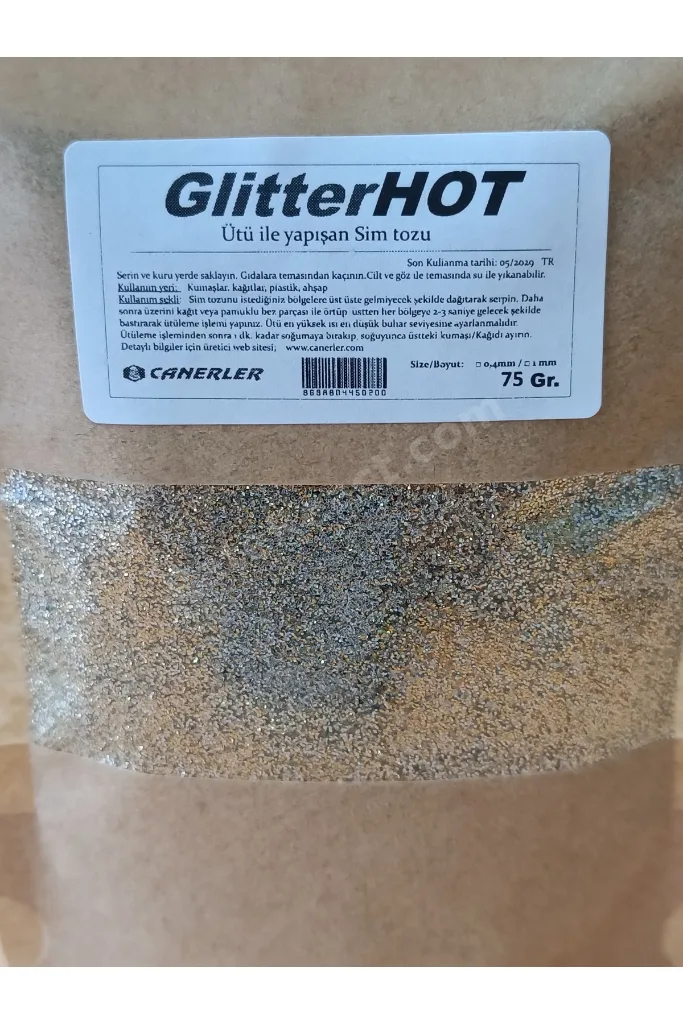 Ütü Ile Yapışan Sim Tozu 75 gr Ince Altın - Isı Ile Yapışan Toz Sim- Kumaş Simi - Hotfix Glitter