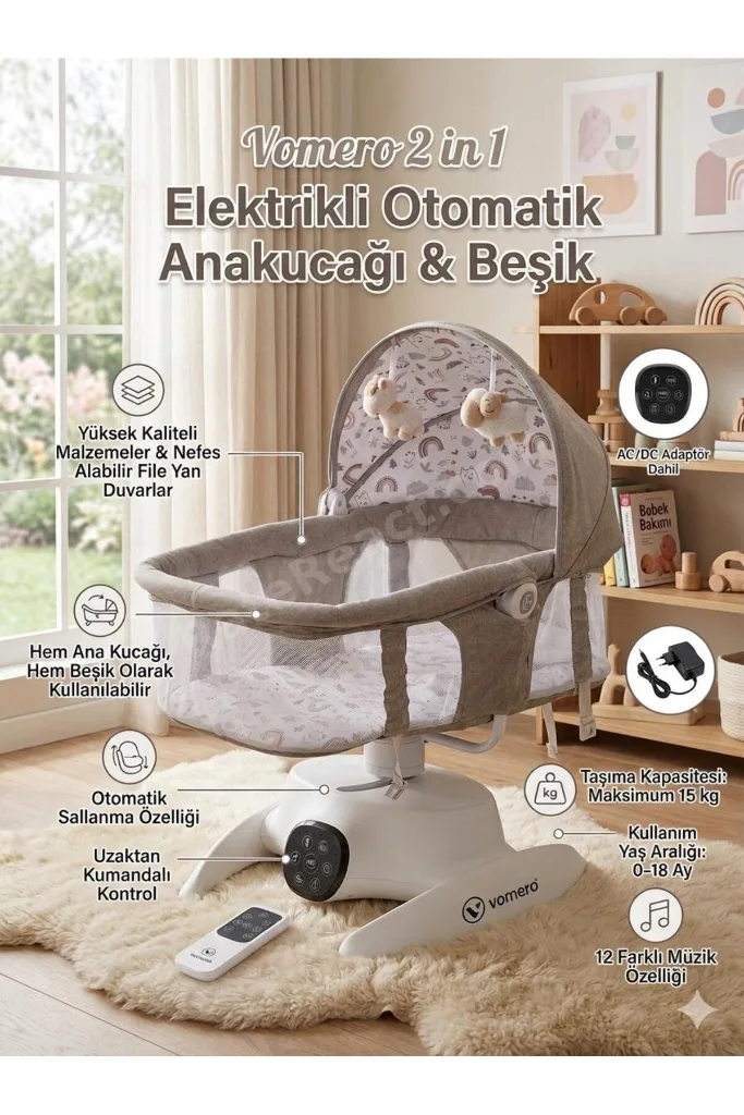 2026 Model Yeni Sezon Yeni Model Uzaktan Kumandalı Oyuncaklı Sese Duyarlı Anakucağı-Beşik