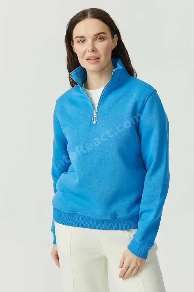Kadın Yakası Fermuarlı Sweat Üst