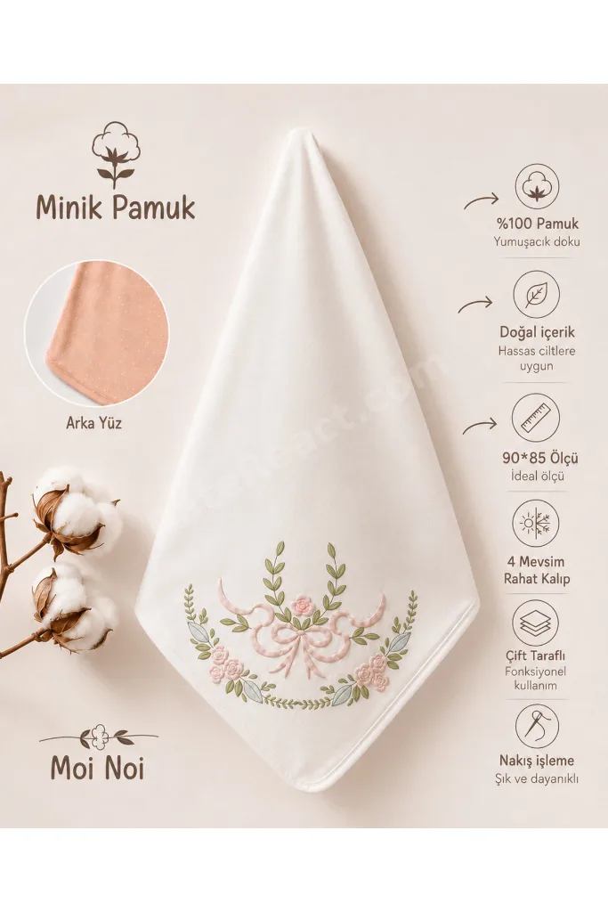 %100 Pamuk Bebek Battaniyesi Flover – Çift Taraflı Yumuşak ve Nefes Alan