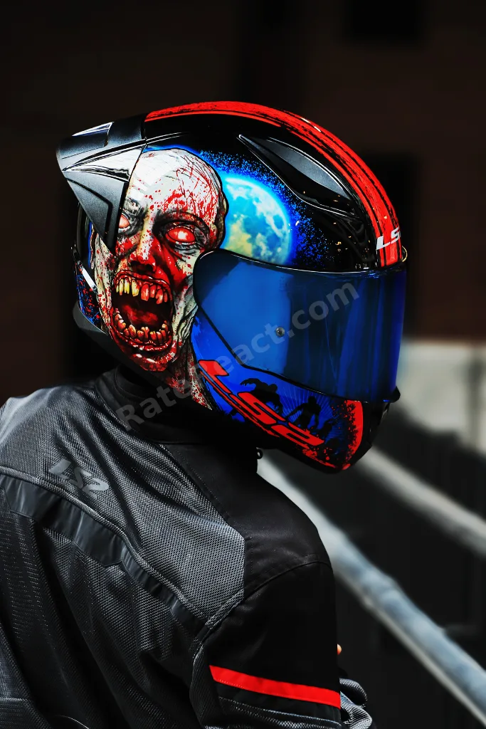 RAPID 2 RACE ZOMBIE SİYAH-KIRMIZI KASK (1 Renkli + 1 Şeffaf Vizörlü)