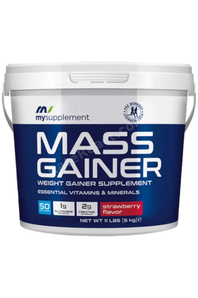 MASS GAİNER Kilo Aldırıcı – 5000 gr – Çilek | Kas Kütlesi & Hacim Artışı İçin Karbonhidrat Tozu