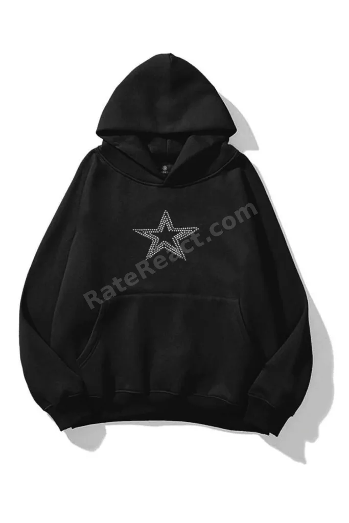 Unisex Star Stroke Taş Baskılı Sweatshirt Siyah hoodie oversize battal Geniş Kesim Kapüşonlu