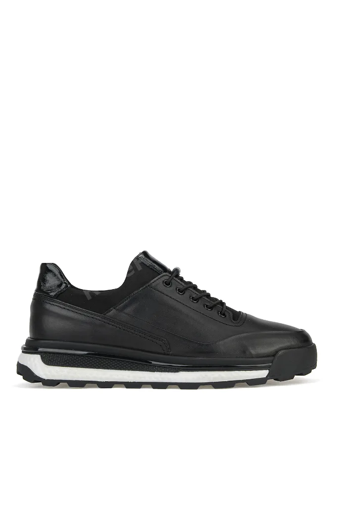 , Erkek Hakiki Deri Sneaker 1611053Z17602 Siyah