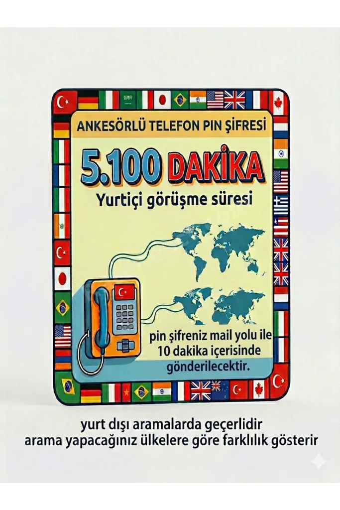 5.100 Dakika Ankesörlü Telefon Kartı pin şifresi