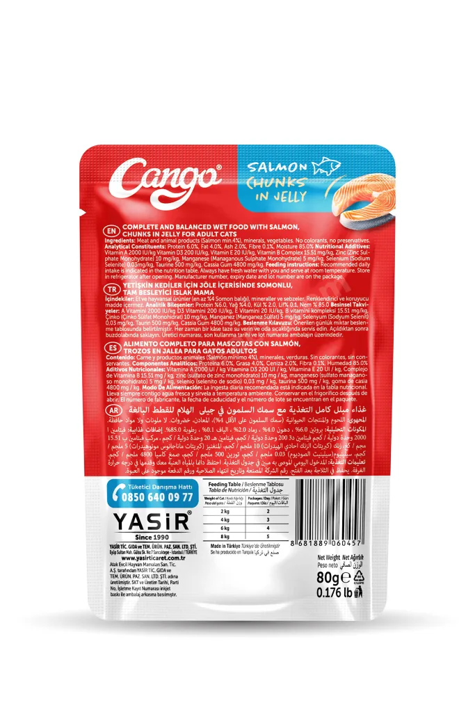 Yaş Yetişkin Kedi Maması Somonlu 80 GR 24 Adet