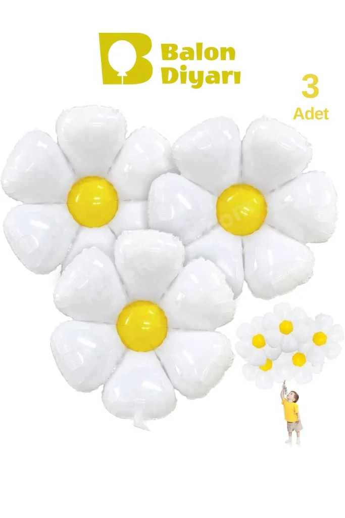 3 Adet Papatya Folyo Balon Yüksek Kalite 45cm