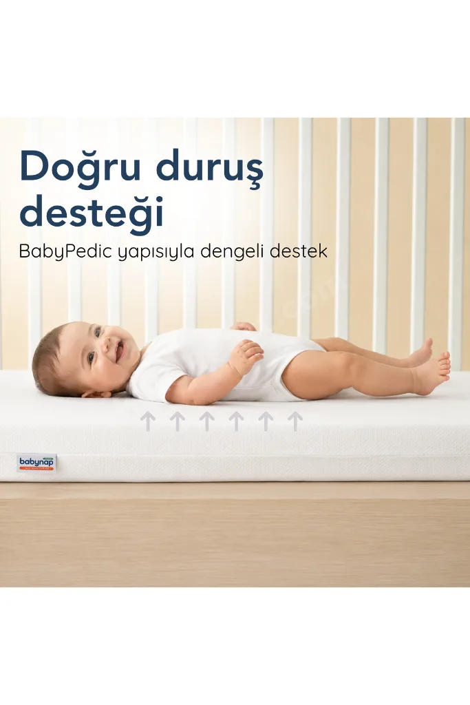 BabyPedic 70x130 Bebek Yatağı, Yıkanabilir Kılıf, İç Koruma, 10 cm