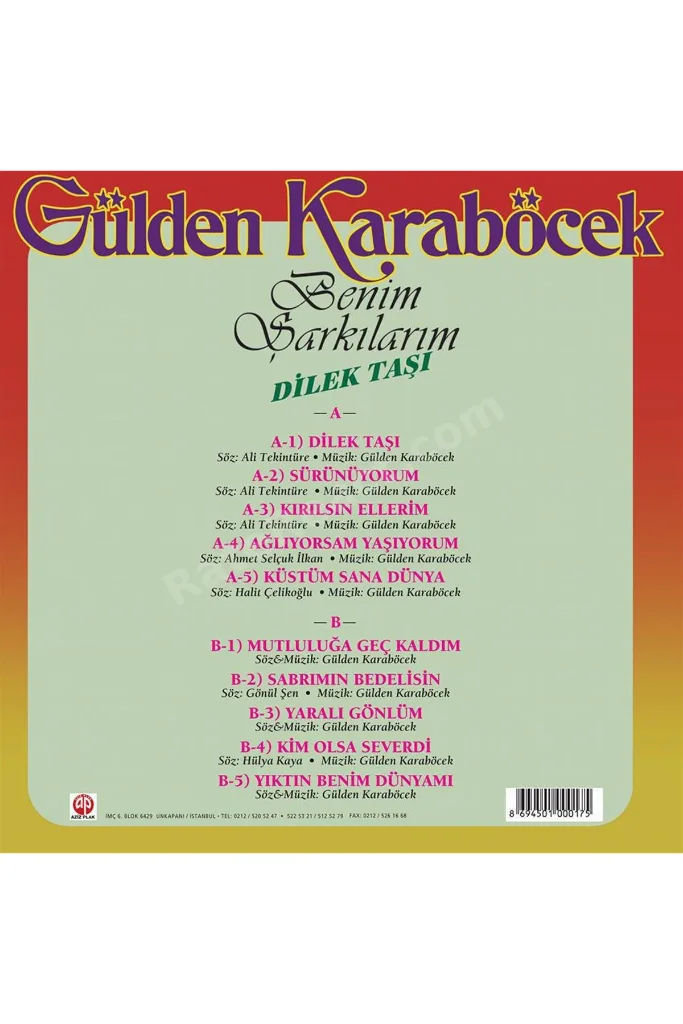 GÜLDEN KARABÖCEK BENİM ŞARKILARIM DİLEKTAŞI 33 LÜK PLAK