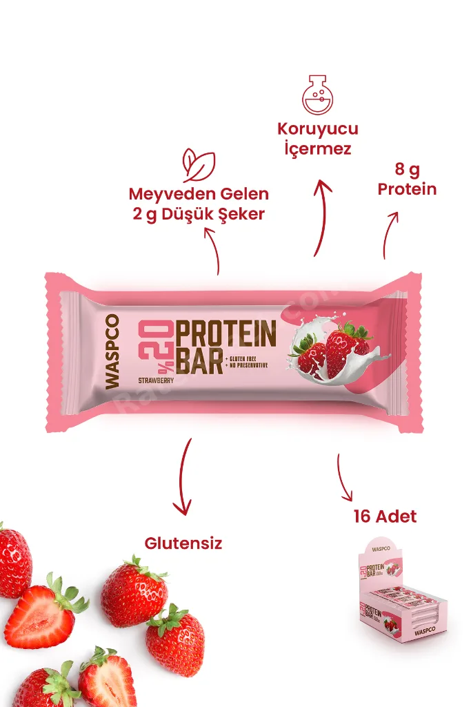 Çilekli Protein Bar 40g X 16 Adet