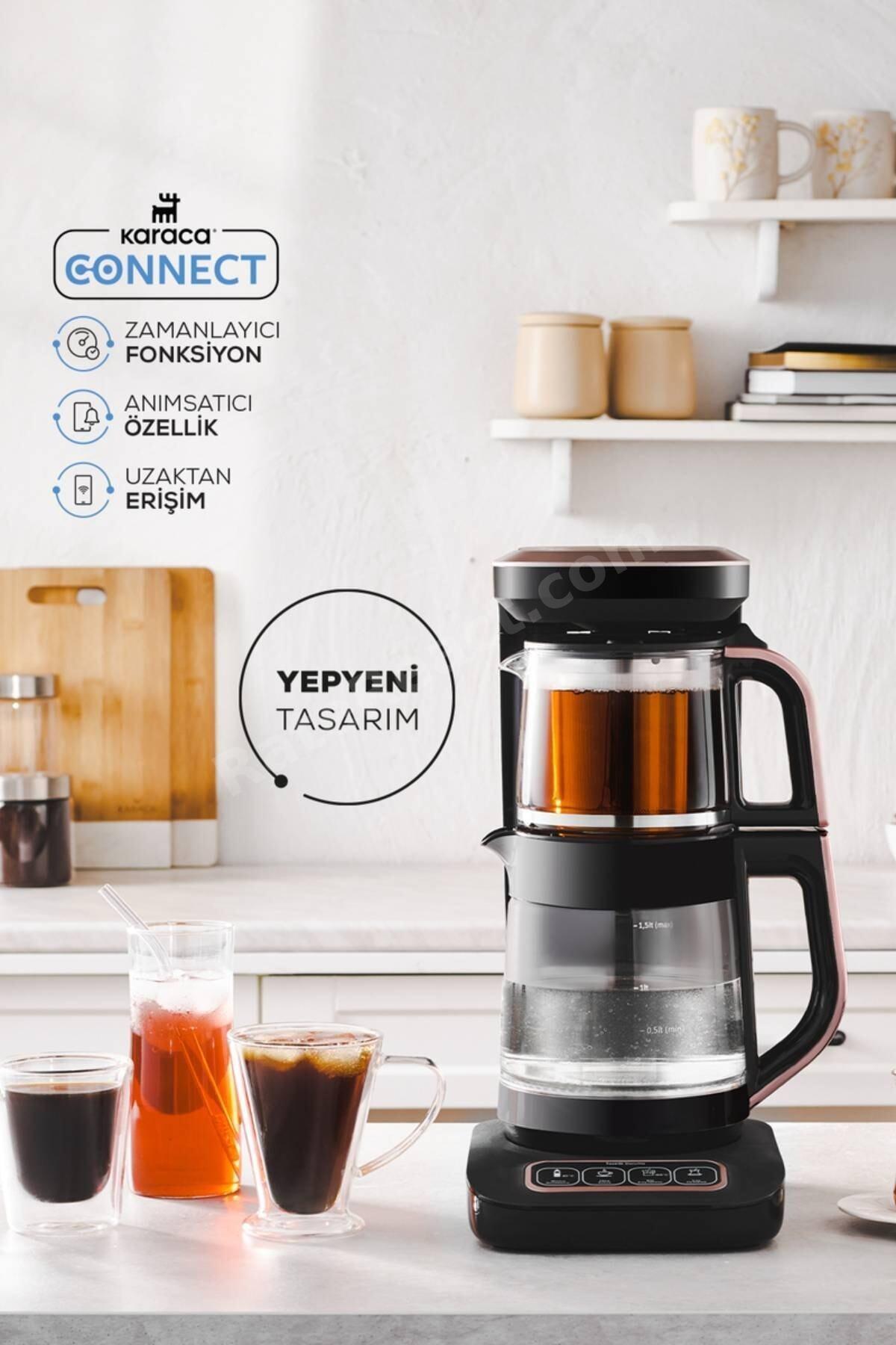 Çaysever Robotea Pro Connect 4 in 1 Konuşan Cam Çay Makinesi Rosegold