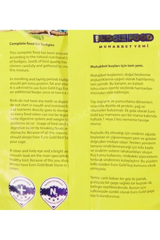 TTKTEKNOLOJİ EuroGold Ballı ve Meyveli Muhabbet Kuşu Yemi, 1 Kg 2li paket TTKTEKNOLOJİ 2026 395519