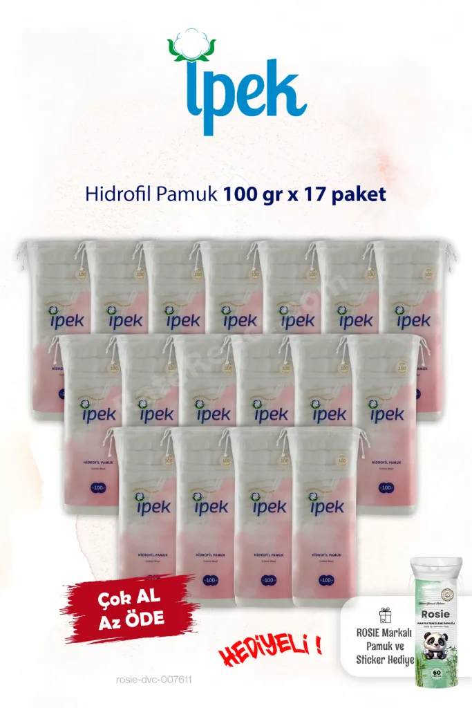 17 Paket Hidrofil Pamuk 100 gr. ve ROSIE