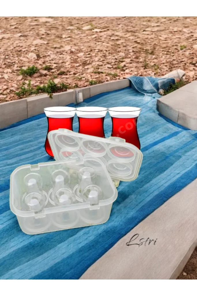 Piknik Karavan 6 lı Çay Bardağı Taşıma Kutusu