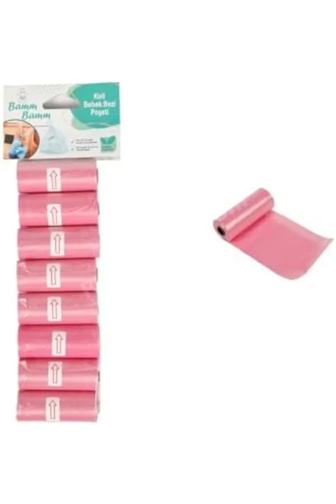 TTKTEKNOLOJİ Bamm Bamm Kirli Bebek Bezi Poşeti Çanta Boy Pembe 8 Rulo (120 Adet) TTKTEKNOLOJİ 2026 3