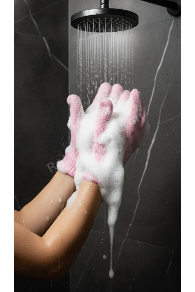 2’li Banyo Kese Peeling Eldiven Seti Pembe